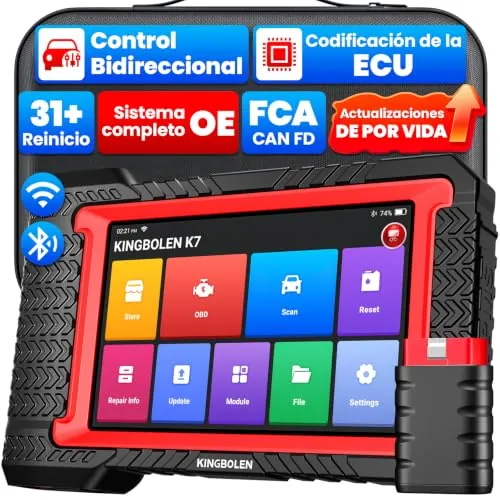 KINGBOLEN K7 OBD2 Escáner, Herramienta de Diagnóstico Escaneo Coche, Bidireccional Maquina Diagnosis Coche, Codificación ECU Online,31+ Servicios，Actualización Gratuita de por Vida