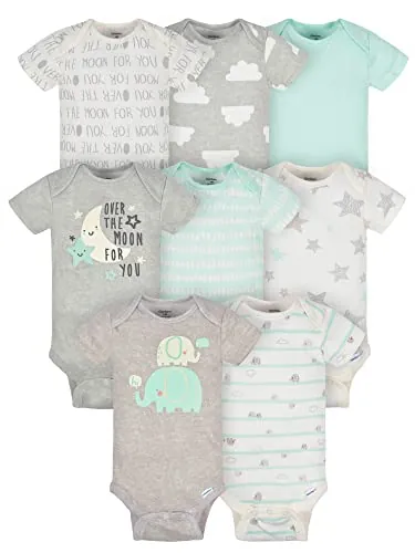 Gerber - Juego de 8 bodis de elefantes unisex para bebé