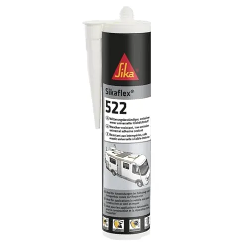 SIKA - Adhesivo/sellador - Sikaflex 522 blanco - Para juntas de caravanas y autocaravanas - Interior y exterior - Resistencia a la intemperie - 300 ml
