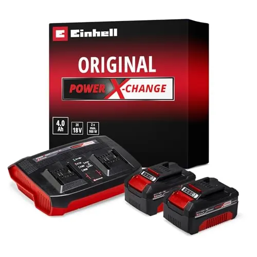 Einhell Original Starter Kit 2X 4 Ah batería y Twincharger (Iones de Litio, 18 V, Adecuado para Todos los aparatos Power X-Change)