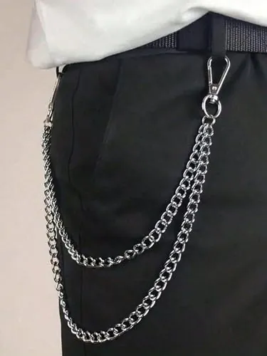 Cadena de pantalones para hombre y mujer, joyería de moda, pantalones Y2K, estilo hip hop, punk, Mediano, Metales no preciosos, No es una piedra preciosa