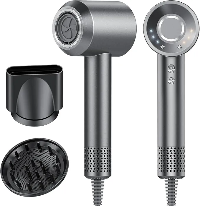 Secador de Pelo, Secador Pelo Profesional Iónico Portátil 160000 RPM, Secado Rápido, 500M Iones, Control de Temperatura, Con Difusor Magnético y Boquilla, 4 Niveles de Temperatura y 3 Velocidades