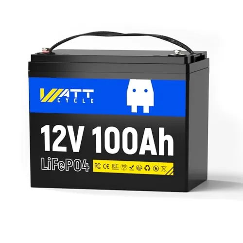 Wattcycle Batería de Litio LiFePO4 12V 100Ah, con BMS de 100A