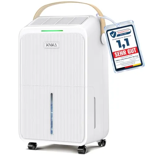 KNKA Deshumidificador 16L/d Deshumificador de Humedad Doméstico Silencioso | Dehumidifier for Home Depósito 3,3 L integrado, modo noche, pantalla LED humedad en tiempo real, flujo de aire 80 m³ 35 m²