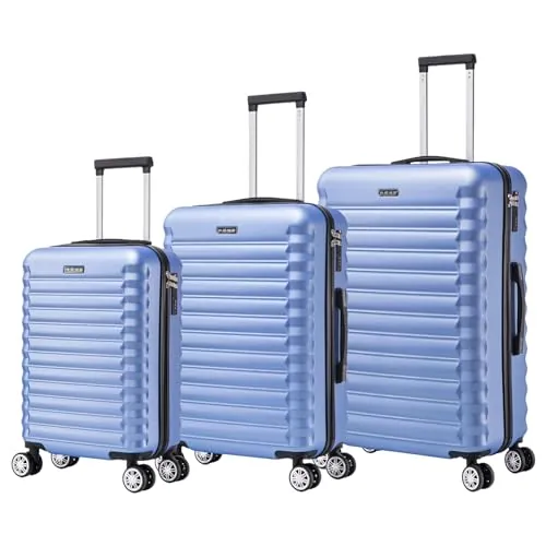Conjunto de Maletas de Viaje Elegantes: Carcasa Ligera de ABS, Cerradura Numérica, 4 Ruedas Giratorias 360°, Asa Telescópica de Aluminio | Juego de 3 Maletas Trolley Maleta (8008, Lila Azulado)