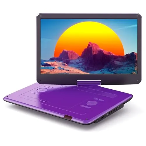 WOLFANG Reproductor de DVD portátil de 17,5 Pulgadas con Pantalla Grande HD de 15,6", batería de 5000 mAh, sin restricción Regional, Dos Altavoces estéreo, Compatible con Tarjeta USB/SD/Sync-TV
