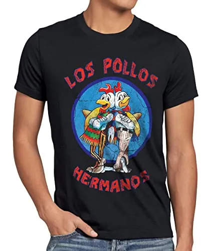 style3 Los Pollos Camiseta para Hombre T-Shirt, Talla:L;Color:Nero