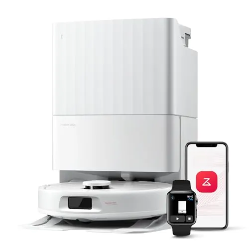 roborock Robot Aspirador QV 35A, 8000Pa de succión, Dos mopas giratorias elevables, cepillos antienredos, tecnología reactiva para Evitar obstáculos, navegación y mapeo,Blanco