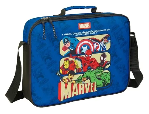 AVENGERS - Cartera Extraescolares, Maletín Portatodo, Bandolera, Cómoda y Versátil, Calidad y Resistencia, 38x6x28 cm