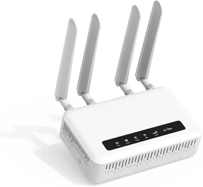 GL-X2000(Spitz Plus) Router 4G LTE con puerta de enlace celular para el hogar, empresas, casas rodantes, viajes por carretera, CAT 12, Router Wifi 6, Antenas desmontables, Doble SIM, OpenVPN (solo UE)