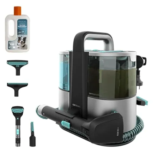 Cecotec Limpiador Aspirador de Tapicerías y Alfombras con Cable Conga 4000 Carpet&Spot Clean XL Neo. 600W, 14kPa, 2 Depósitos: Agua Limpia y Sucia, Pulverizador, Accesorio Ventanas y 3 Boquillas