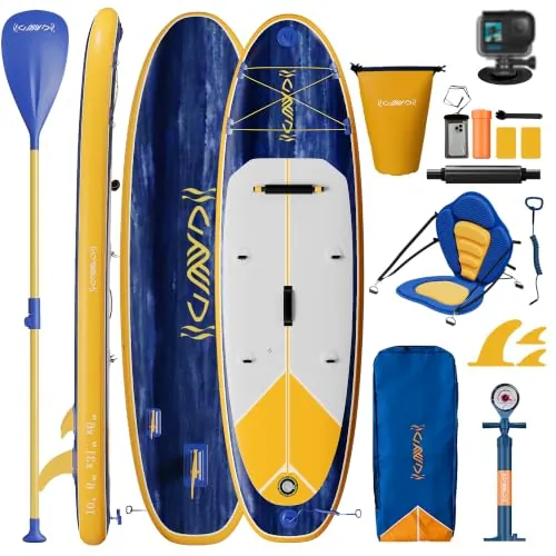 Devoko Tabla de Paddle Surf,Tabla Sup Hinchable de 330 × 80 × 15 cm, Tabla de Paddle Surf 2 en 1 con Asiento de Kayak y Accesorios, Ideal para Surfear, Pescar y Practicar Yoga.