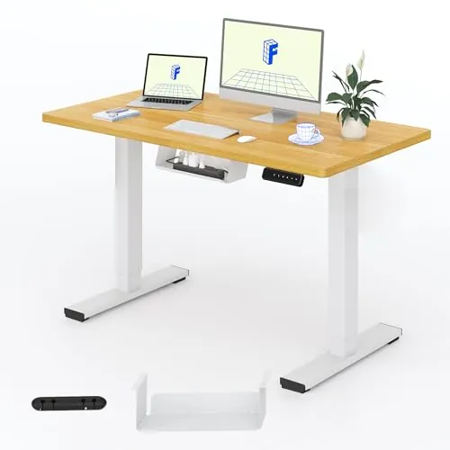 FLEXISPOT 100X60cm Escritorio Elevable Eléctrico con Tablero Entero, Standing Desk, Mesa Elevable Escritorio de Elevable con 4 Opciones de Memoria Inteligente para Oficina y Hogar(Arce)
