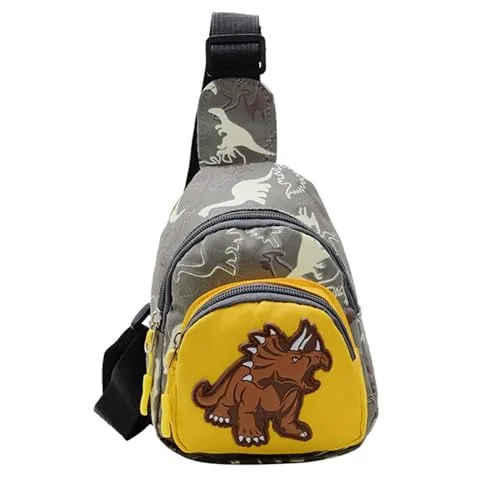 Bolso para niños - Dinosaurio CROS Body Sling Bag - Mochila para niños Messenger CROS Body Mochila para Niñas Mochila de Senderismo Dibujos Animados Dinosaurios Impresión Niños Bolsillo