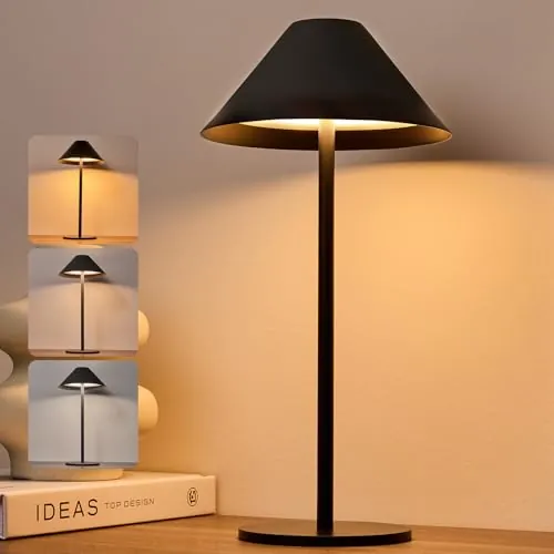 Bojim Lámparas de Mesita Noche Sin Cable LED USB Recargable Exterior Autonomía 10d, Lampara Sobremesa Bateria Inalambrica Home Tactil Lamps Mesa Interior Portatil Luz Jardin IP54 Negra