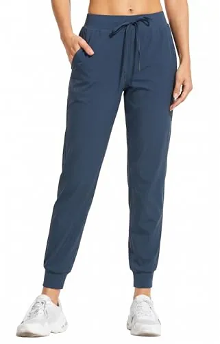 Comallan Pantalón De Jogging Mujer Ligero Y Transpirable Pantalón Deportivo Largo Entrenamiento Cintura Alta Informal Sudadera Pantalón con Bolsillos, Azul Marino XXL