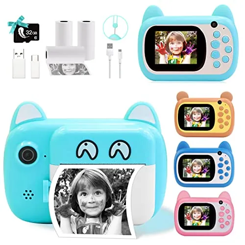 TOYOGO Cámara de Fotos instantánea Digital, Pantalla LCD de 6,1 cm, para niños con Zoom de 6X, Lente Doble de 24 megapíxeles y grabadora de vídeo 1080 P, para niños (Verde)