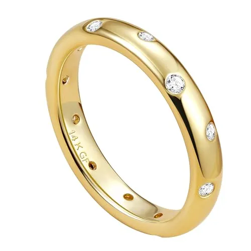 Anillo de Oro 14K CZ para Compromiso y Boda - Adramata Anillos de Dedo para Mujer