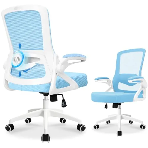 Silla de Oficina Ergonómica con Soporte Lumbar Ajustable, Reposabrazos y 125° Respaldo Inclinable, Silla Giratoria de Malla Respirable con Ruedas Omnidireccionales Silenciosas, Oficina y Hogar