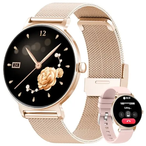 taopodo Reloj Inteligente Mujer, 1.27" Smartwatch Mujer con Llamadas, Monitor de Sueño, Función Femenina, 120+ Modos Deportivos, Podómetro, 24H Pulsómetro, SpO2, IP68, para Android/iPhone