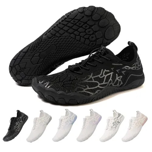 ZEPYFXIT Zapatos de Agua Mujer Hombre Secado Rápido Calzado Descalzos Ligeras Flexibles Barefoot Zapatillas de Deportes Transpirable Piscina Playa(Negro,42 EU)