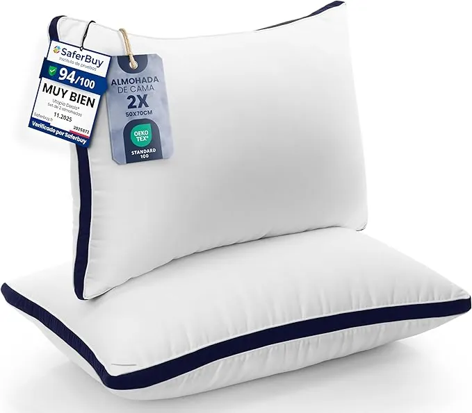 Utopia Bedding Almohadas (2 Unidades), 50 x 70 cm Tela de Microfibra con Relleno de poliéster 3D, Transpirable y Suave (Azul Marino)