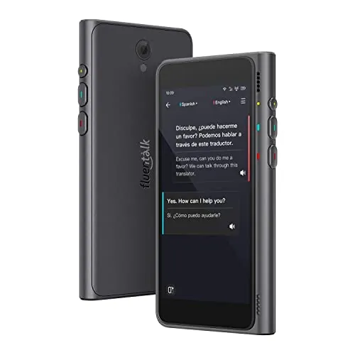 Fluentalk de Timekettle, Traductor de Idiomas T1 con Pantalla HD de 4 Pulgadas, Soporta 40 Idiomas y Traducción de Fotos, Dispositivo Traductor Instantáneo Sin Necesidad de WiFi, Datos Móviles