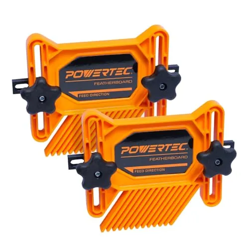POWERTEC Tableros de plumas tándem universales para sierra de mesa, mesa de enrutador, valla de enrutador y sierra de cinta, herramientas y accesorios de trabajo de madera para reducir el retroceso y