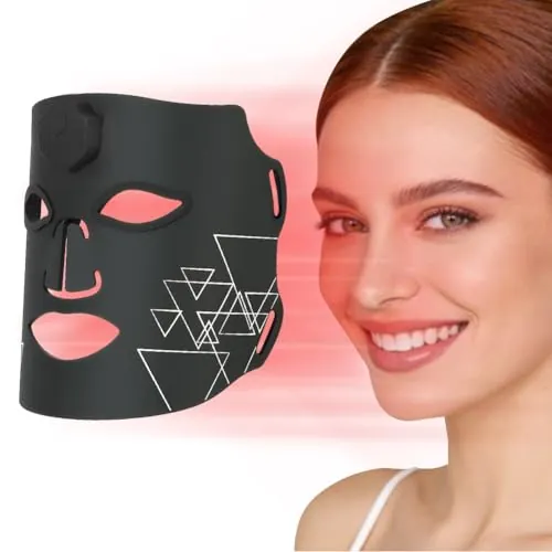 Vicloon Máscara LED Facial, Mascara LED Facial Profesional 7 Colores para Tratamiento del Acné, Rejuvenecimiento y Anti-envejecimiento, 60 Perlas de LED, Terapia de Luz Roja y Azul para el Rostro