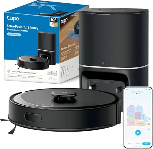 Tapo RV30 MAX Plus-Robot Aspirador Fregasuelos, Base Autolimpieza, 5300Pa