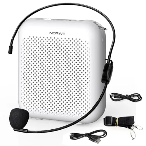 Norwii Amplificador de Voz, Micrófono Portátil con Cable para Profesores, Amplificadores de Potencia de Voz para Enseñanza en el Aula, Formación, Guías Turísticos, Entrenadores, USB-C Carga