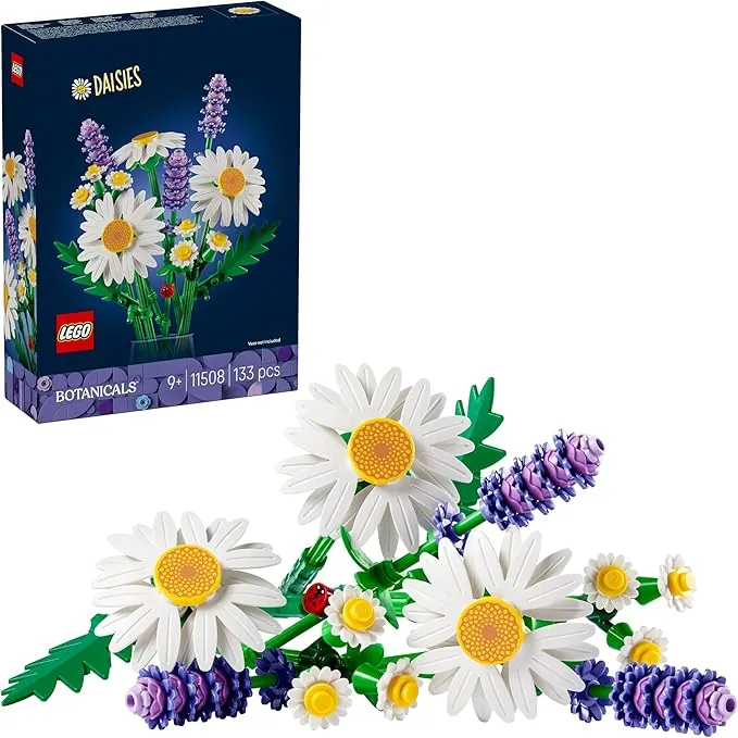 LEGO Botanicals Margaritas - Ramo de Flores con Margaritas y Lavanda Artificial - Decoracion para la Habitacion Infantil - Regalo para Niñas de 9+ Años y Mujeres - 11508