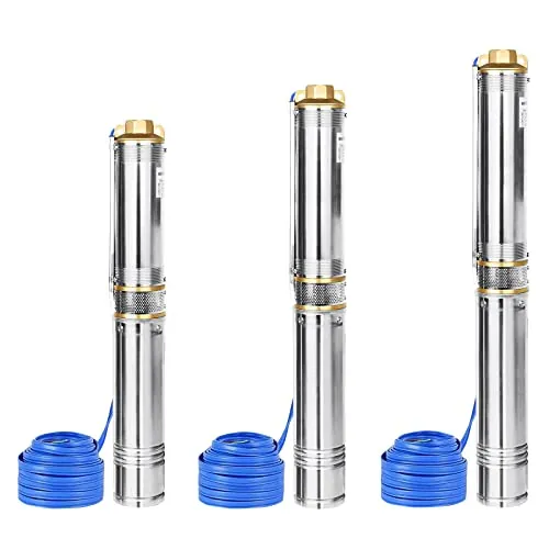 LZQ Bomba de pozo profundo, 0,75 kW/1 CV, bomba de pozo con 4000 L/H, altura de extracción, 67 m, bomba tubular resistente a la arena con filtro de suciedad, bomba de agua de acero inoxidable