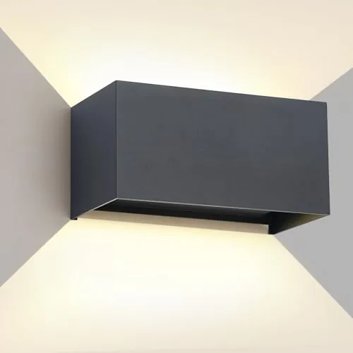 FUPE Aplique Pared Exterior Interior 25W LED IP65 Impermeable Apliques Exterior Lámpara de Pared Aluminio Moderno Aplique Antracita 4000k Luz Natural, Ángulo de luz Ajustable, Fácil de instalar