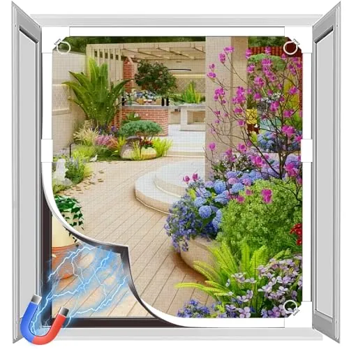 OWYR Mosquitera Magnética Adhesiva Ventana 115 x 125 cm Blanca Gris