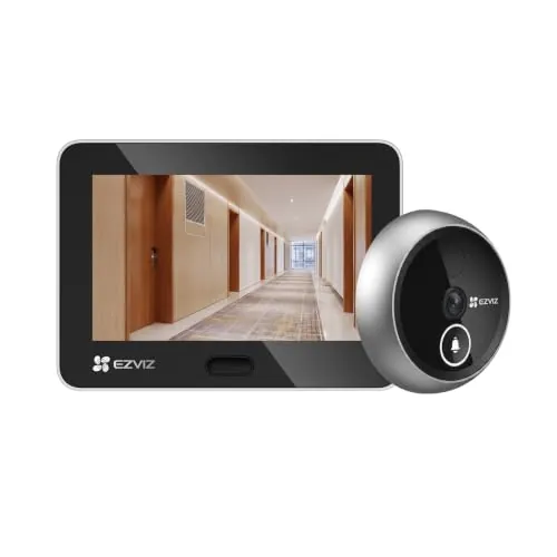 EZVIZ Mirilla Digital WiFi para Puerta con Pantalla Color de 4",Cámara Vigilancia 2K+ 4MP,Timbre Inalámbrico,Detección PIR,Audio Bidireccional,Cambio de Voz, Batería 4600mAh,Visión Nocturna,CP4 Lite