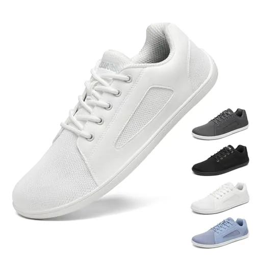 SAGUARO Hombre Mujer Barefoot Zapatillas Minimalista Calzado Barefoot Zapatos Casual Descalzos Casual, Drop Cero y Puntera Ancha para Uso Diario y Viajes Luck Ⅰ Blanco,Gr.41