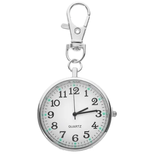 VALICLUD Mesa de enfermeras reloj portátil reloj de bolsillo y cadena enfermeras reloj inteligente para hombres titular digital retráctil accesorios correa de reloj para mujer muñeca plata cristal