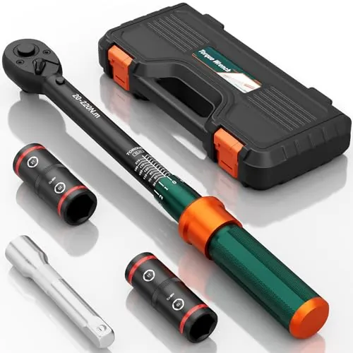 NADOKHI Llave Dinamométrica 1/2, 20-220Nm, Precisión ±3%, 72 Dientes Doble