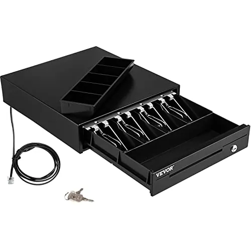 VEVOR Cajón de Efectivo Tipo de Accionamiento 13" Cajón Portamonedas 12V Caja Registradora de Punto de Venta 33,6 x 36,8 x 8 cm Bandeja para Cajón de Dinero Cajón de Caja Registradora Bandeja