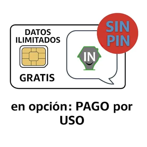 Tarjeta SIM Pago por Uso (con Datos IlimitadosGRATIS) o Tarifa Plana | con el Pin=borrado/deshabilitado | para Móvlies, Alarmas, Relojes, localizadores, etc | GSM-2G+3G+4G+5G | Llamadas+SMS+Datos