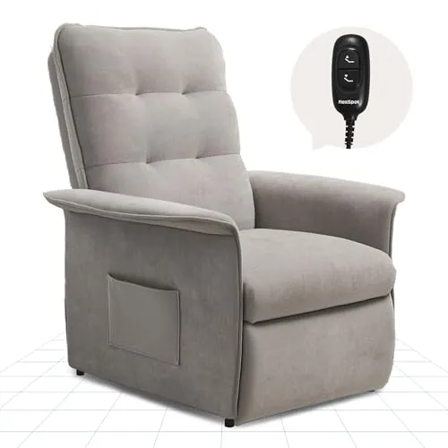 FLEXISPOT Sillón Relax Eléctrico Reclinable con Soporte para Móvil, Sillón Reclinable, Sofá Relax Ergonómico para Salón, Dormitorio y Cine en Casa, Ahorro de Espacio, Gris Claro