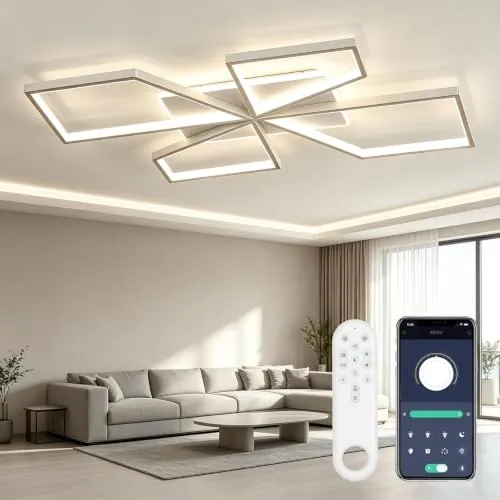 OTREN Plafon LED Techo Regulable, Lampara Techo Salon 78CM 65W Blanco