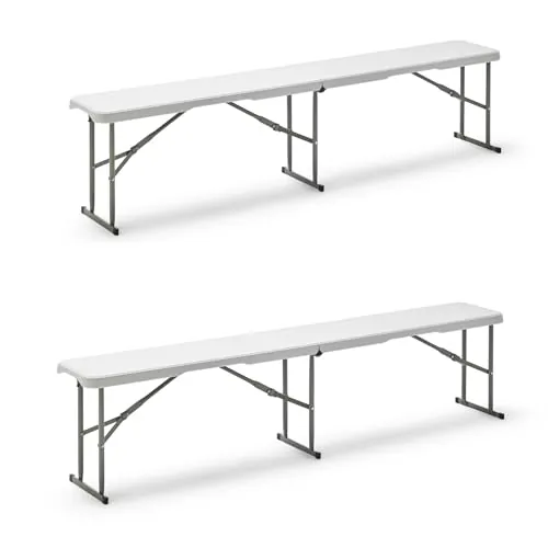 KG KITGARDEN - Pack de 2 Bancos Plegables Portátiles Multifuncionales, 180x28x43cm, Blanco