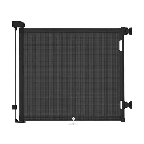 Puerta Seguridad Bebé Extensibles, Barrera Seguridad Nños y Perros, 0-150 cm Retráctil Vallas para Escaleras y Pasillos, Interiores y Exteriores