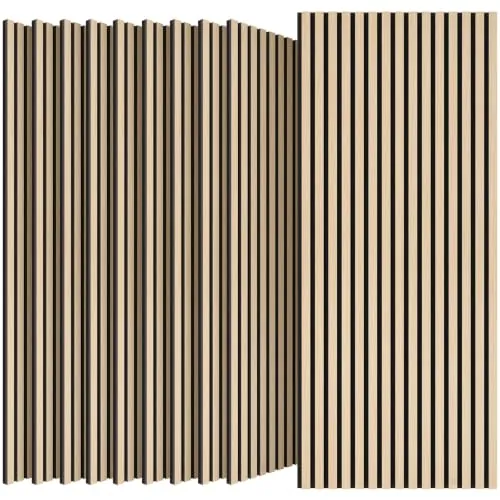 TONOR Pack de 10 Paneles Murales Decorativos de Madera, 120 x 60 cm - 7,2 m², Paneles Acústicos Insonorizantes para Interior Anti-Ruido, Estudio, Hogar, Dormitorio, Oficina, Roble