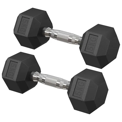 SONGMICS Hexagonal Dumbbell, Juego de 2 x 5 kg Mancuernas