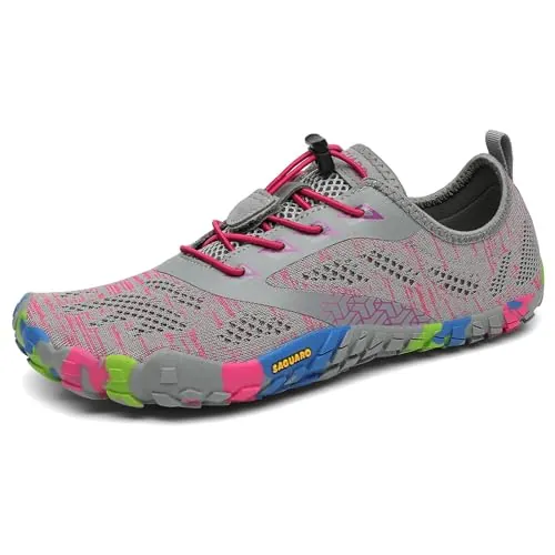 SAGUARO Zapatillas Barefoot Hombre Mujer Zapatillas Minimalistas Zapatos Barefoot Calzado Minimalistas Zapatillas de Trail Running Barefoot Shoes para Zero Drop Suela Rosa Salmón,Gr.40