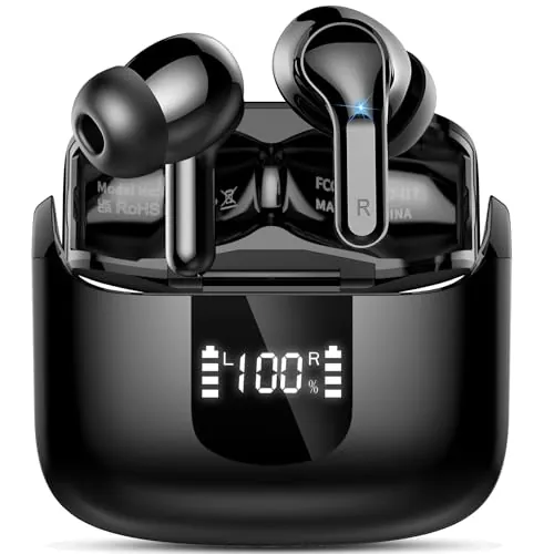 Auriculares Inalámbricos Bluetooth, Auriculare Bluetooth 5.4 HiFi Estéreo | 4 ENC Mics, Cascos Inalambricos Bluetooth con Reducción de Ruido, 48H Earbuds IP7 Impermeable, USB-C, Pantalla LED