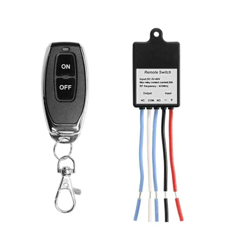 QIACHIP Mini Interruptor de Control Remoto Inalámbrico DC 6V 12V 24V 1CH Canal RF Relé Interruptor Receptor Transmisor para Luz LED Batería de Coche Anti-Fugas Retrofit,Control de Acceso